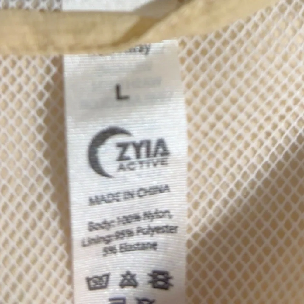 ZYIA Black & Tan Block Zipper Jacket Size Large Windbreaker Activewear Light